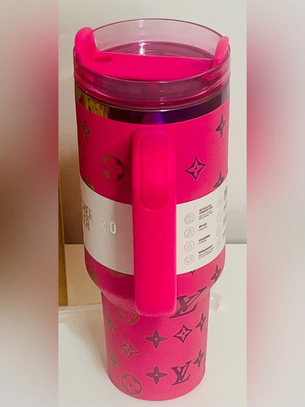 Stanley Hot Pink Patterned Quencher Tumbler 40oz with Handle